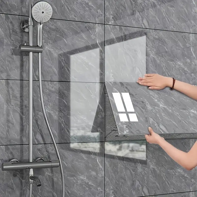 10 Pcs Peel and Stick Wall Tile Stickers Gray Marble