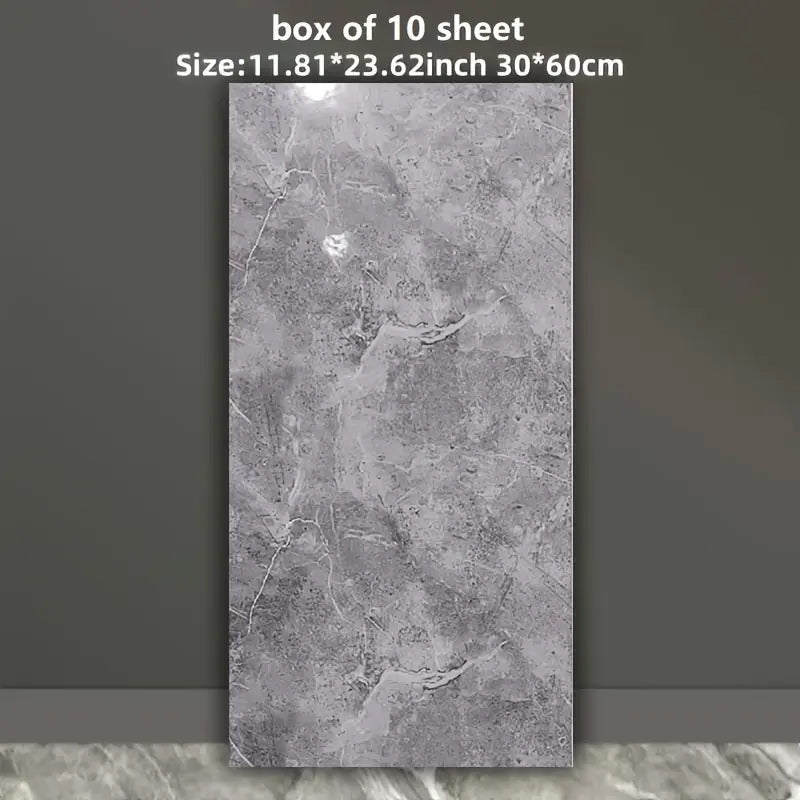 10 Pcs Peel and Stick Wall Tile Stickers Gray Marble